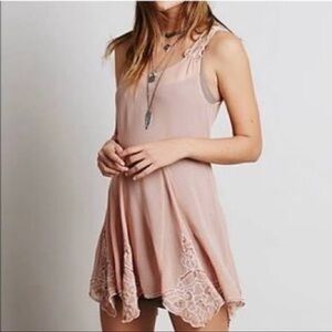 Free People Pink Beads for Days Slip Dress Tunic